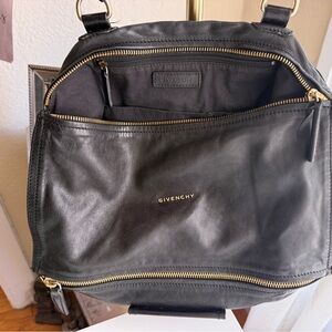 Givenchy Black Aged Leather Pandora Large Satchel Handbag Gold HW